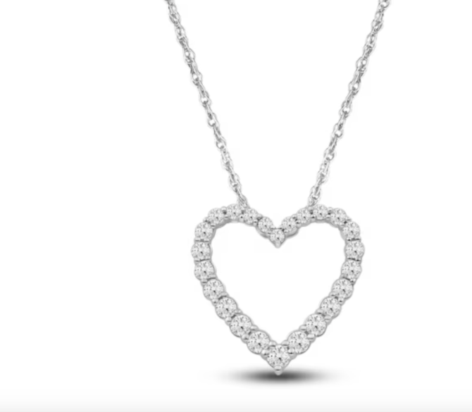 1 Carat Lab-Created Diamond Heart Outline Necklace in 14K White Gold – 18" Chain